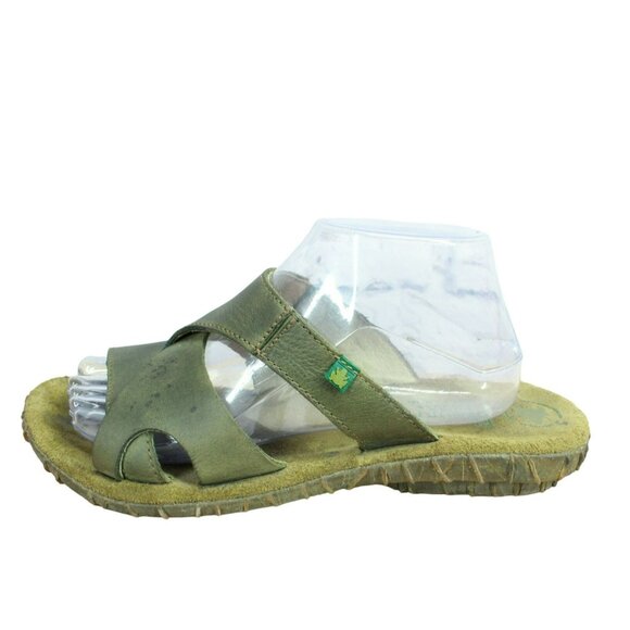 El Naturalista Green Leather Slip On Comfort Open Toe Casual Sandals Size 8 - Picture 1 of 10